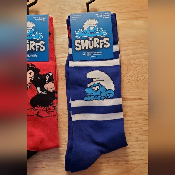 3 Pairs of Mens Smurf Crew Socks New - Picture 4 of 4